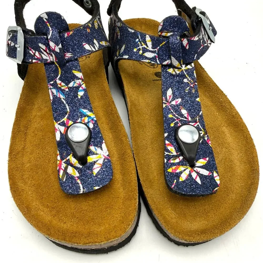 Plakton Girls Gladiator Sandals US 1-2 Child EU 32 Blue Floral Glitter Spain